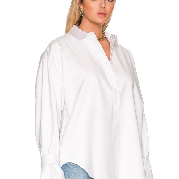 Good American White Oversized Notched Collar Shirt - Picture 2 of 5